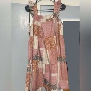 SHEIN Pale Pink Patchwork Maxi Dress with Cream Accents